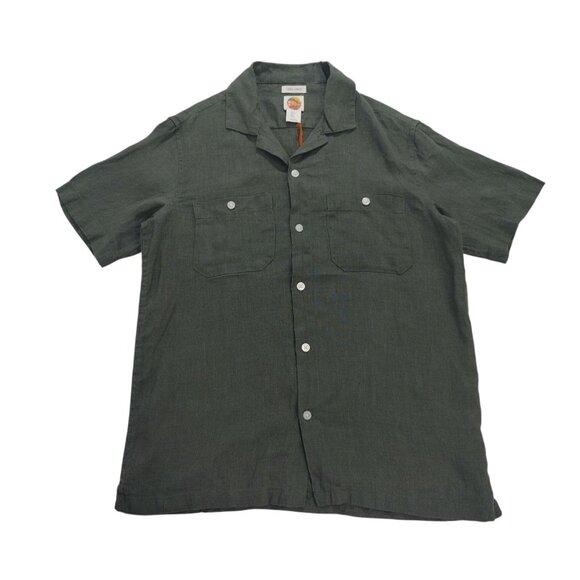 C&C California Mens Green Button-Up Shirt 100% Linen Lightweight Casual Style S. - Picture 1 of 6